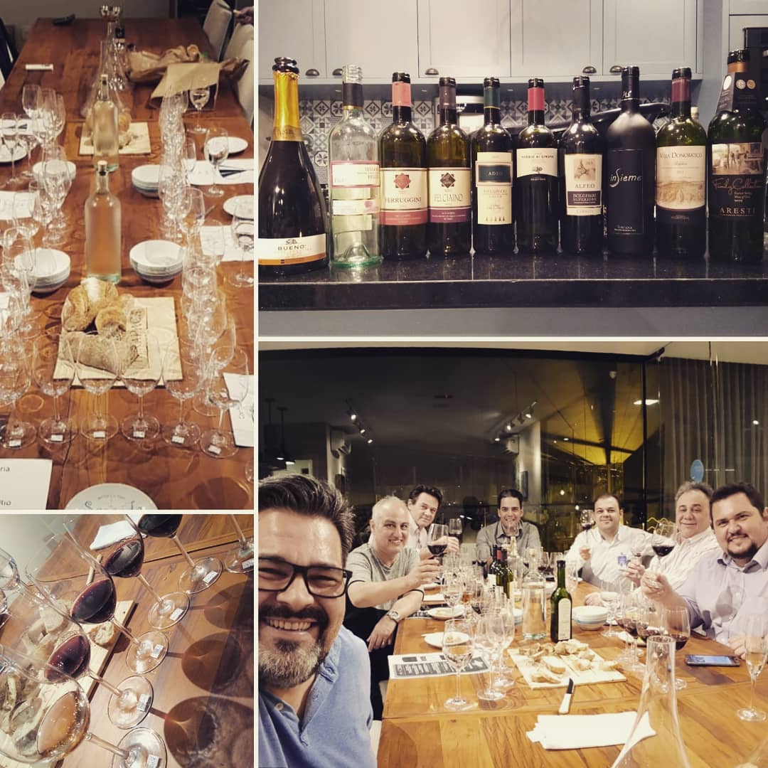 Noite incrível de Bolgheri na confraria com alguns profissionais e também com colegas apaixonados por vinhos